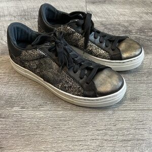 Nira Rubens Black Metallic Glitter Animal Print Sneakers Size 40 US 10